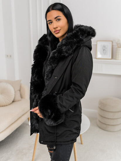 Chaqueta parka de invierno con capucha para mujer negro Bolf 16M9062