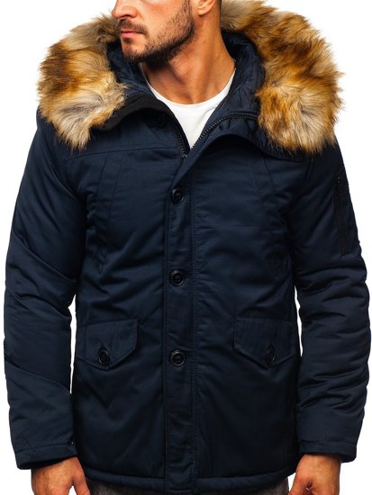 Chaqueta parka de invierno para hombre alaska color azul oscuro Bolf JK355