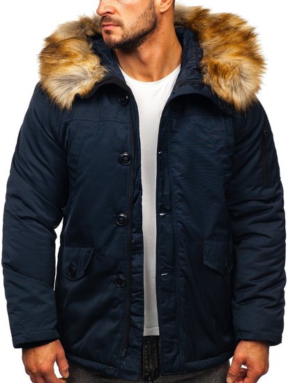 Chaqueta parka de invierno para hombre alaska color azul oscuro Bolf JK355