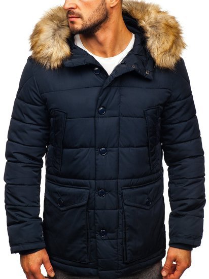 Chaqueta parka de invierno para hombre alaska color azul oscuro Bolf JK361