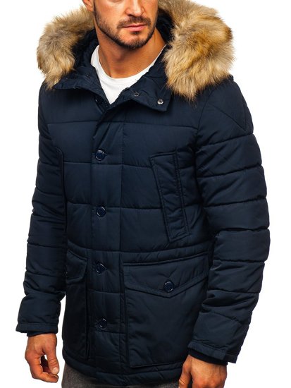 Chaqueta parka de invierno para hombre alaska color azul oscuro Bolf JK361