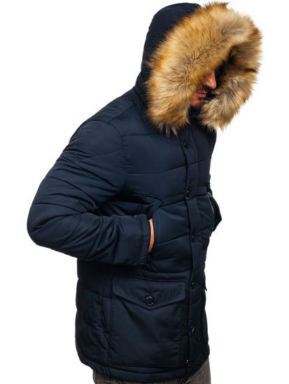 Chaqueta parka de invierno para hombre alaska color azul oscuro Bolf JK361