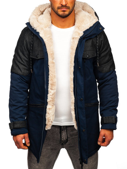 Chaqueta parka de invierno para hombre azul oscuro Bolf 22M116