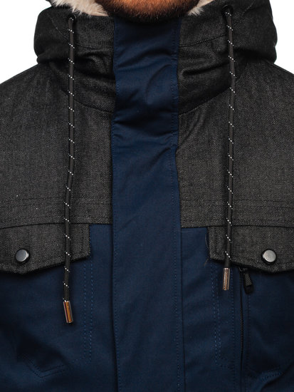 Chaqueta parka de invierno para hombre azul oscuro Bolf 22M116