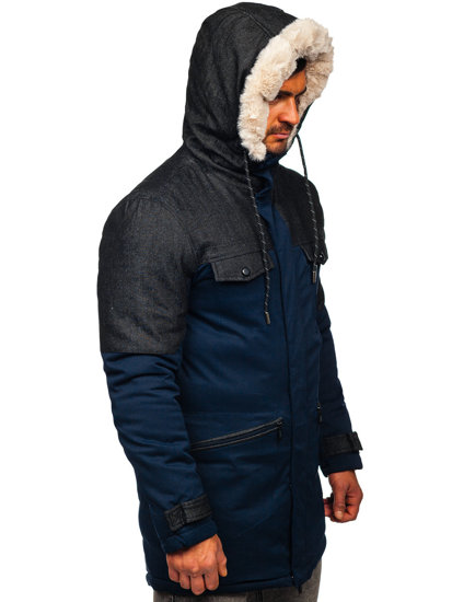 Chaqueta parka de invierno para hombre azul oscuro Bolf 22M116