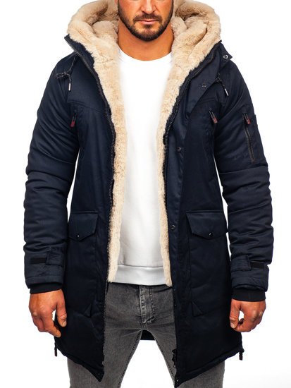 Chaqueta parka de invierno para hombre azul oscuro Bolf 22M50