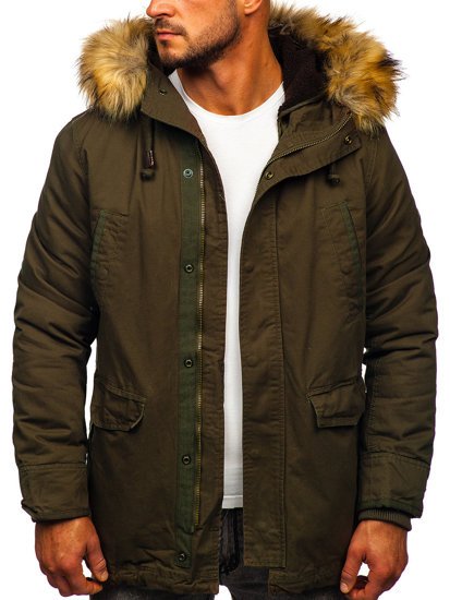 Chaqueta parka primavera-invierno 2 en 1 verde para hombre Bolf 5284