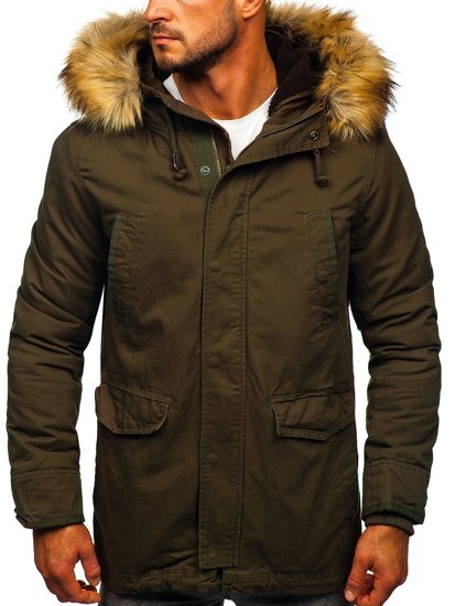 Chaqueta parka primavera-invierno 2 en 1 verde para hombre Bolf 5284