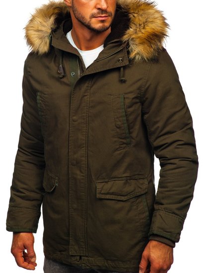 Chaqueta parka primavera-invierno 2 en 1 verde para hombre Bolf 5284