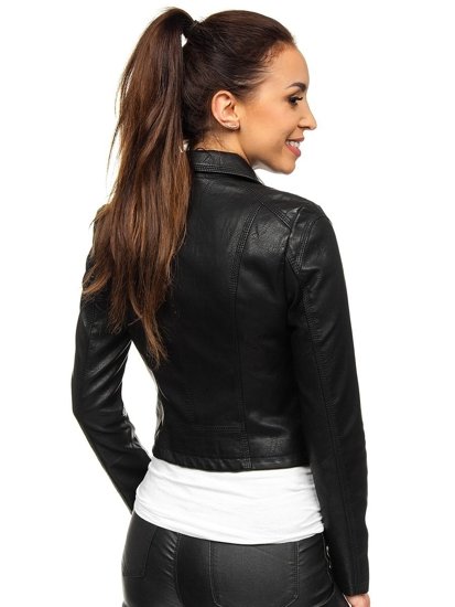 Chaqueta ramonera de cuero para mujer negro Bolf 2071