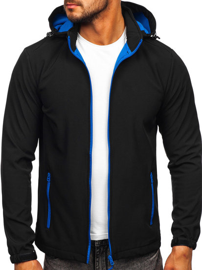 Chaqueta softshell de entretiempo para hombre negro y azul Bolf HH017