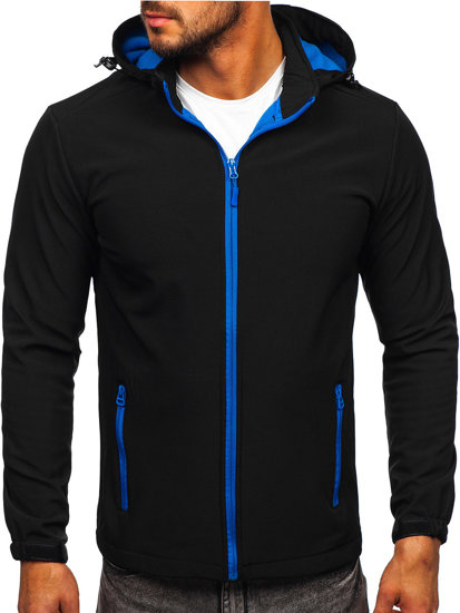 Chaqueta softshell de entretiempo para hombre negro y azul Bolf HH017