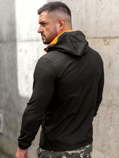 Chaqueta softshell de entretiempo para hombre negro y naranja Bolf HH017A