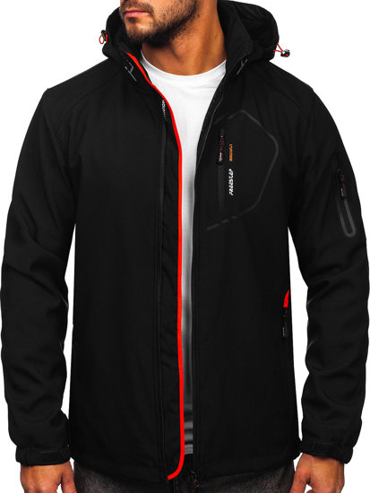 Chaqueta softshell de entretiempo para hombre negro y naranja Bolf WX088A