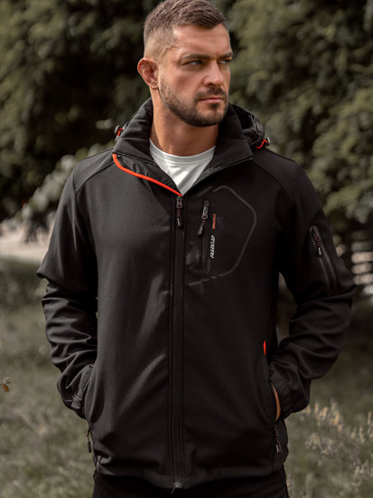 Chaqueta softshell de entretiempo para hombre negro y naranja Bolf WX088A