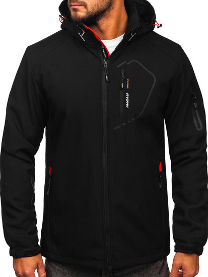 Chaqueta softshell de entretiempo para hombre negro y naranja Bolf WX088A