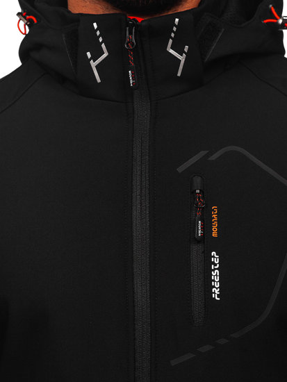 Chaqueta softshell de entretiempo para hombre negro y naranja Bolf WX088A