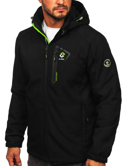 Chaqueta softshell de entretiempo para hombre negro y verde Bolf WX085