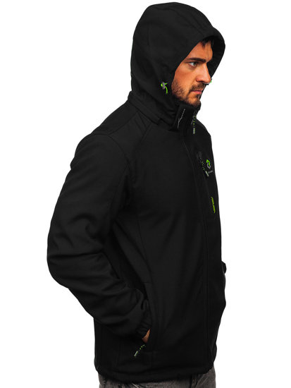 Chaqueta softshell de entretiempo para hombre negro y verde Bolf WX085