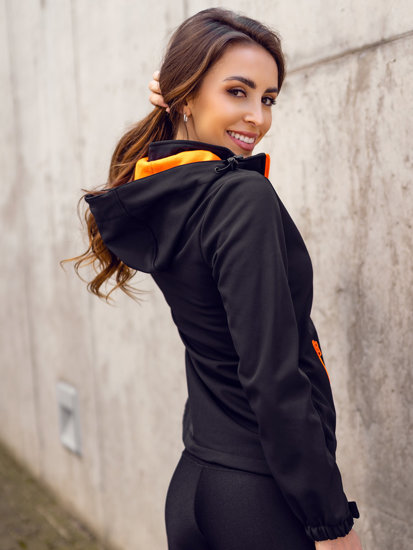 Chaqueta softshell de entretiempo para mujer color negro y naranja Bolf HH018