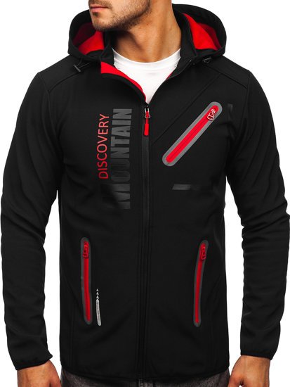 Chaqueta softshell para hombre color negro y rojo Denley HH023