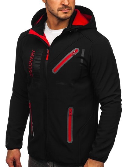 Chaqueta softshell para hombre color negro y rojo Denley HH023