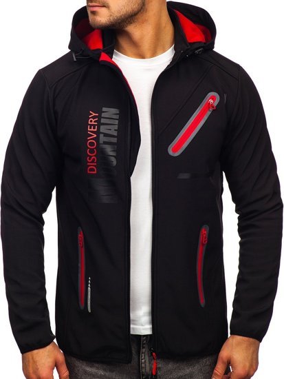 Chaqueta softshell para hombre color negro y rojo Denley HH023