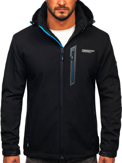 Chaqueta softshell para hombre negro y azul Bolf WX061