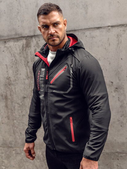 Chaqueta softshell para hombre negro y rojo Bolf HH023A