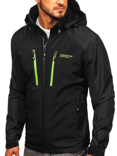 Chaqueta softshell para hombre negro y verde Bolf P191