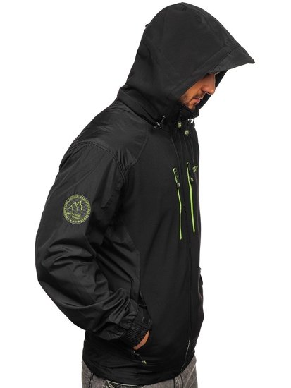 Chaqueta softshell para hombre negro y verde Bolf P191