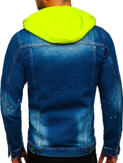 Chaqueta vaquera con capucha para hombre azul oscuro Bolf 1-2