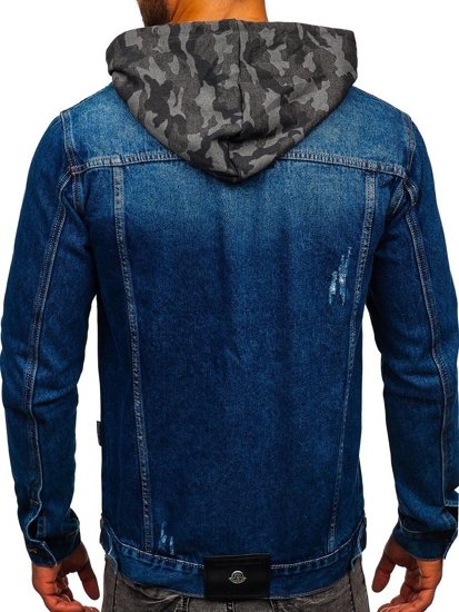 Chaqueta vaquera con capucha para hombre azul oscuro Bolf RB9824-1