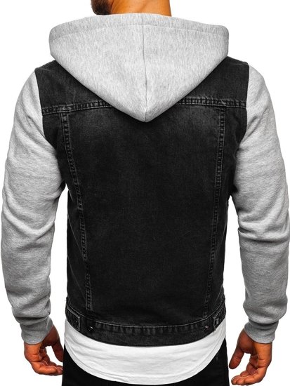 Chaqueta vaquera con capucha para hombre negro Bolf 211902