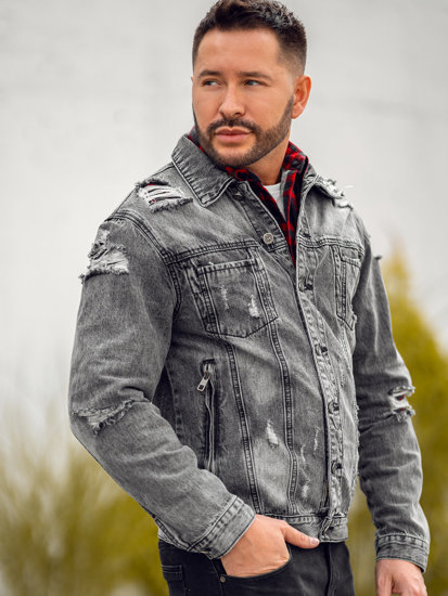 Chaqueta vaquera para hombre gris Bolf MJ501G