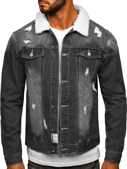 Chaqueta vaquera tipo trucker para hombre negro Bolf MJ502N