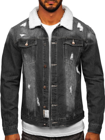 Chaqueta vaquera tipo trucker para hombre negro Bolf MJ502N