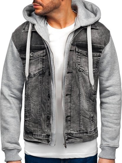 Chaqueta vequera para hombre con capucha color gris Bolf 10350