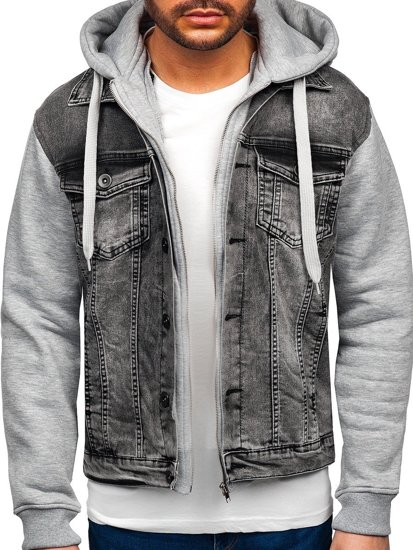 Chaqueta vequera para hombre con capucha color gris Bolf 10350