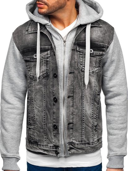 Chaqueta vequera para hombre con capucha color gris Bolf 10350