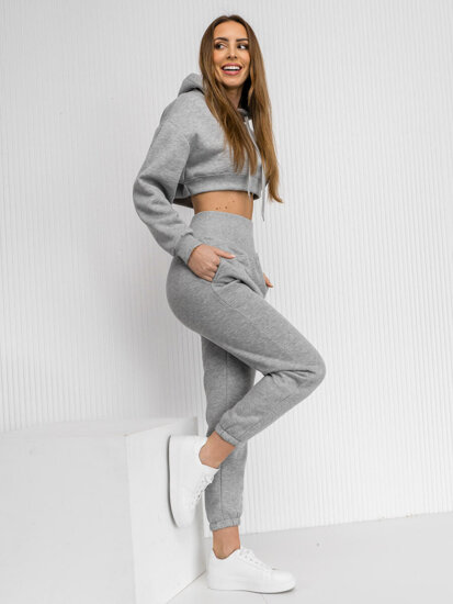 Conjunto de chándal oversize de dos piezas para mujer gris Bolf 8C68