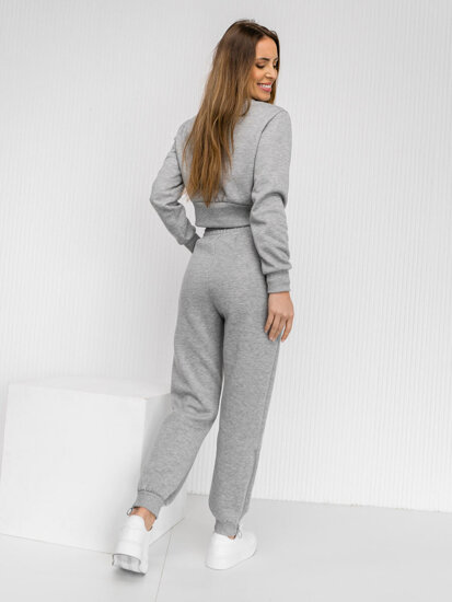 Conjunto de chándal oversize de dos piezas para mujer gris Bolf 8C78