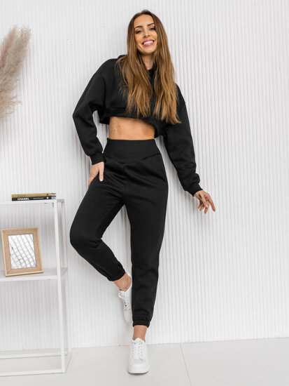 Conjunto de chándal oversize de dos piezas para mujer negro Bolf 8C68