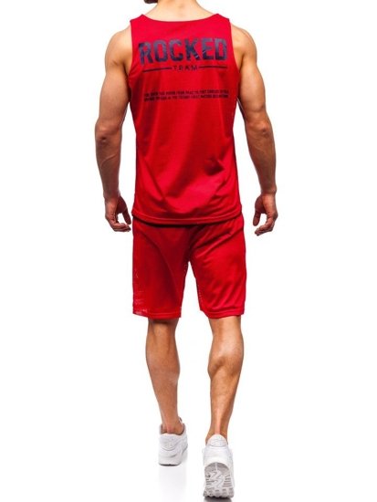 Conjunto para hombre: camiseta + pantalón corto Bolf rojo 100780