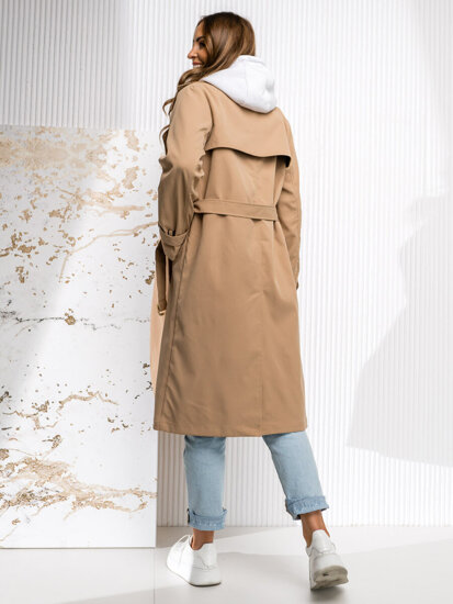 Gabardina larga trench abrigo para mujer beige Bolf DF7901A