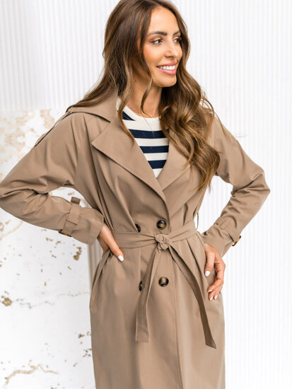 Gabardina trench abrigo largo para mujer capuchino Bolf 4494