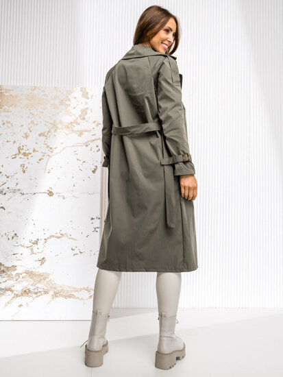 Gabardina trench abrigo largo para mujer caqui Bolf 4494