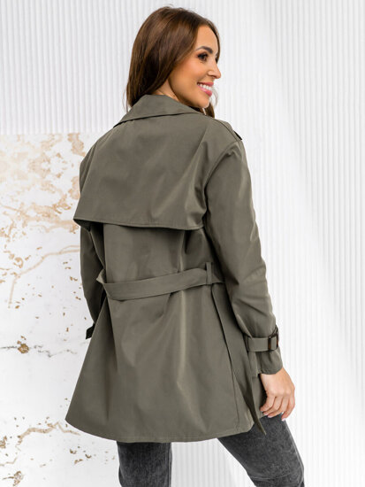 Gabardina trench abrigo largo para mujer caqui Bolf 4508