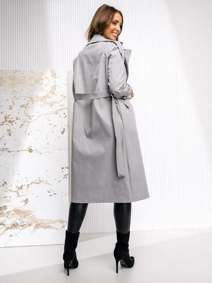 Gabardina trench abrigo largo para mujer gris Bolf 4494