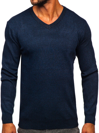 Jersey básico con escote de pico para hombre azul oscuro Bolf S8530